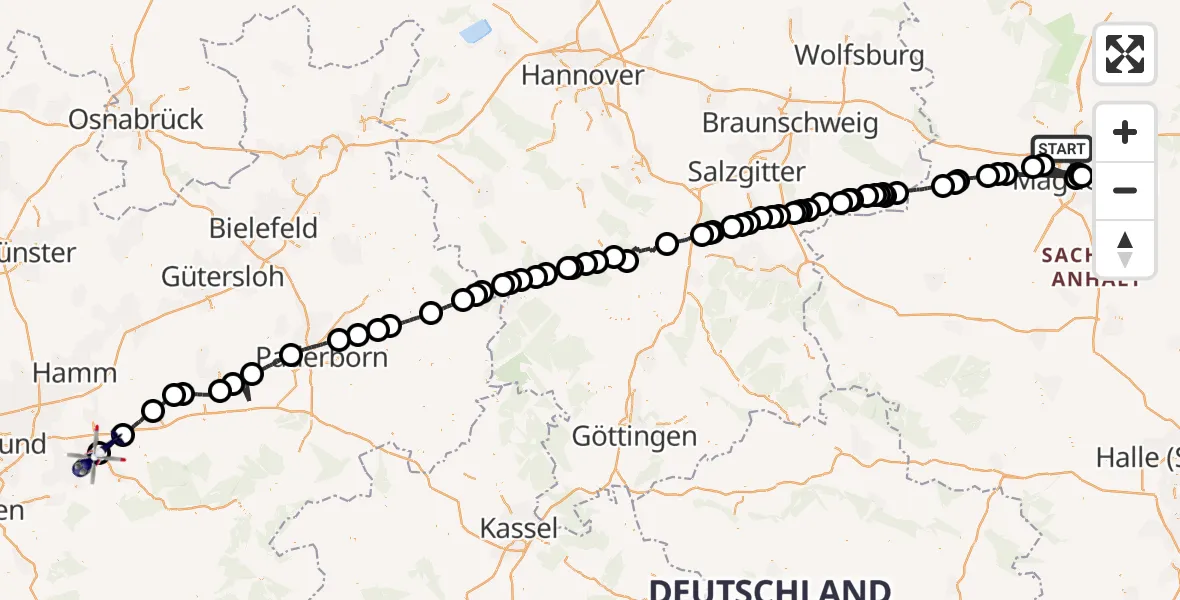 Flugroute Polizeihubschrauber Barleben - Arnsberg, 26 Juni 2026, 15:50