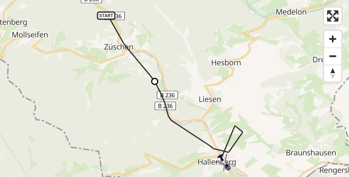Flugroute Polizeihubschrauber Winterberg - Hallenberg, 26 Juni 2026, 16:08