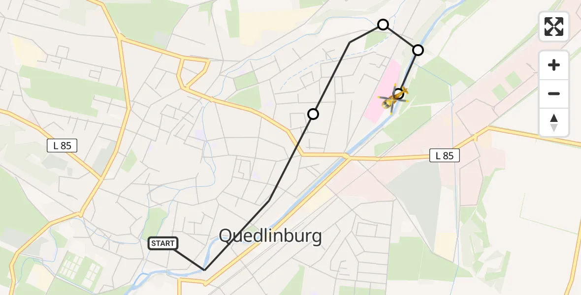 Flugroute Rettungshubschrauber Quedlinburg - Harz Hospital Quedlinburg, 26 Juni 2026, 16:30