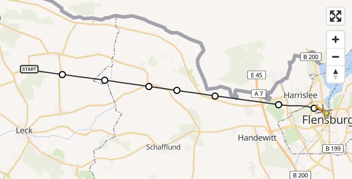 Flugroute Rettungshubschrauber Karlum - Flensburg, 26 Juni 2026, 16:31
