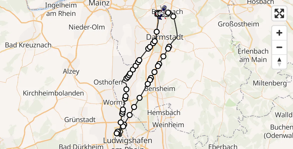 Flugroute Polizeihubschrauber Flughafen Frankfurt-Egelsbach - Flughafen Frankfurt-Egelsbach, 26 Juni 2026, 16:48