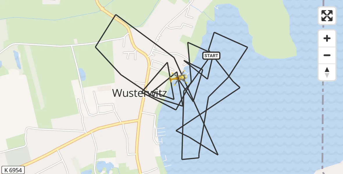 Flugroute Rettungshubschrauber Wusterwitz - Wusterwitz, 26 Juni 2026, 16:57
