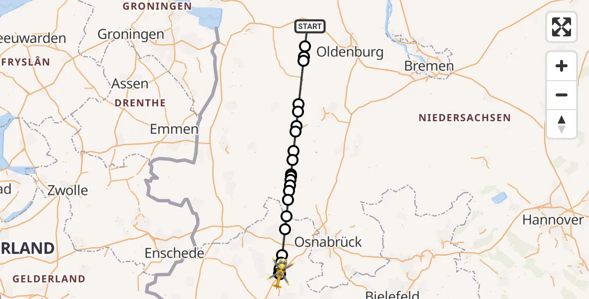 Flugroute Ambulanzhubschrauber Westerstede - Christoph  Westfalen-ADAC, 26 Juni 2026, 16:58