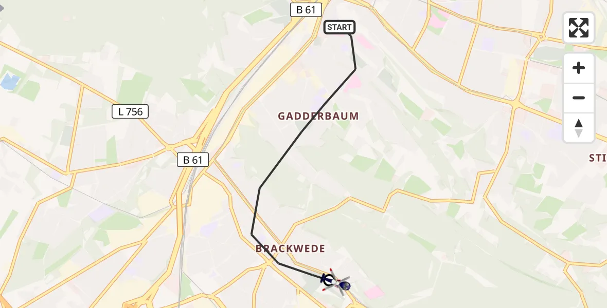 Flugroute Polizeihubschrauber Bielefeld - Luftrettungszentrum Bielefeld, 26 Juni 2026, 16:59