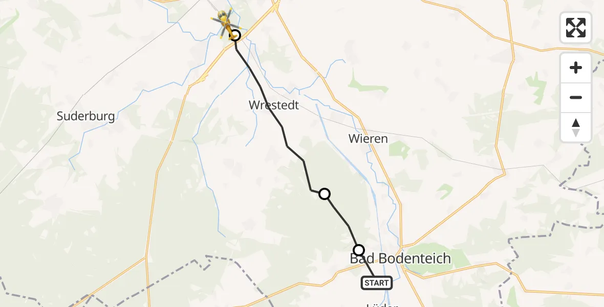 Flugroute Rettungshubschrauber Lüder - Uelzen, 26 Juni 2026, 17:33