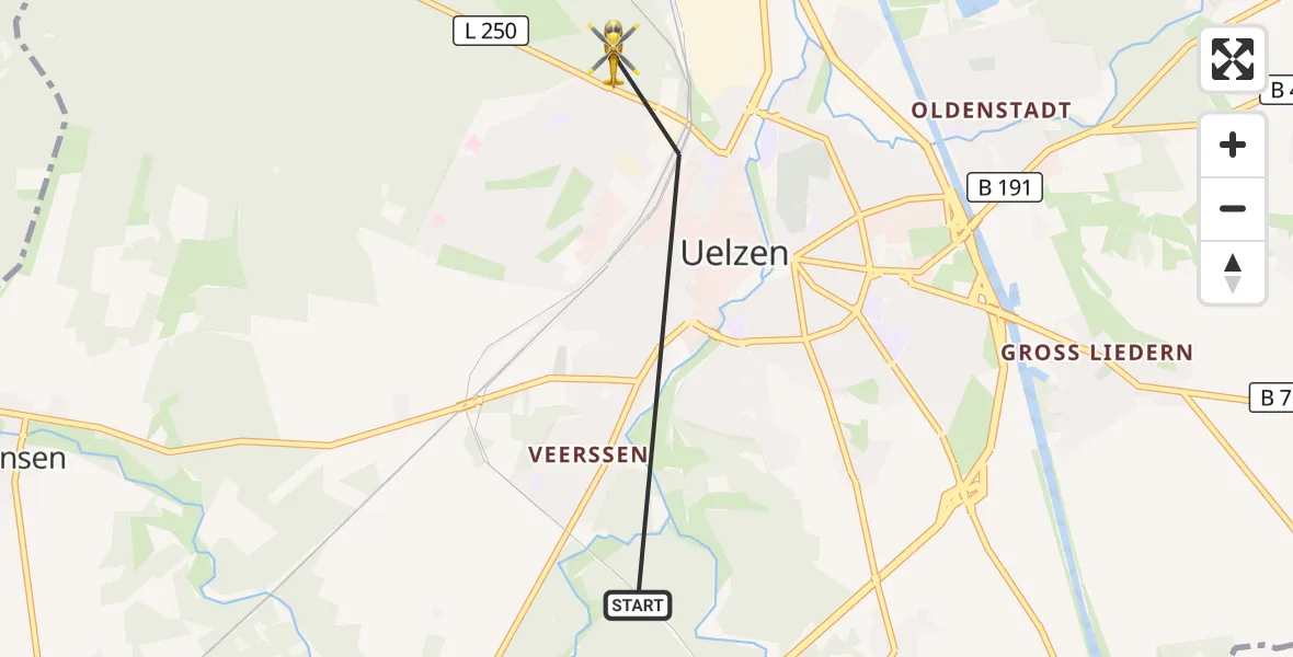 Flugroute Rettungshubschrauber Uelzen - Uelzen, 26 Juni 2026, 19:00