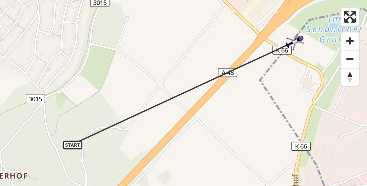 Flugroute Polizeihubschrauber Bassenheim - Bassenheim, 26 Juni 2026, 19:23