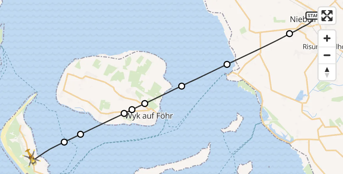 Flugroute Rettungshubschrauber Niebüll - Nebel, 26 Juni 2026, 19:26
