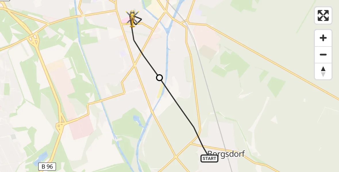 Flugroute Rettungshubschrauber Hohen Neuendorf - Oranienburg, 26 Juni 2026, 20:37