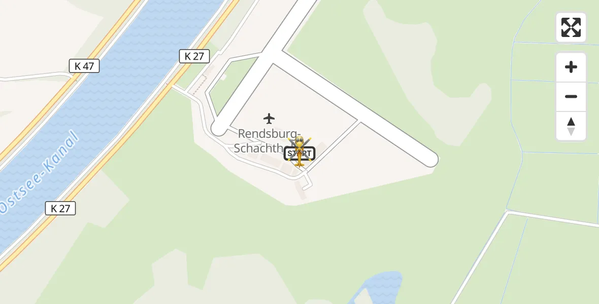Flugroute Ambulanzhubschrauber Rendsburg-Schachtholm Flugplatz - Rendsburg-Schachtholm Flugplatz, 26 Juni 2026, 22:30