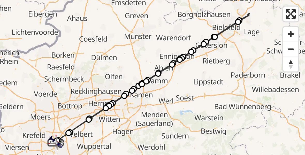 Flugroute Polizeihubschrauber Düsseldorf Flughafen - Düsseldorf Flughafen, 27 Juni 2026, 00:07