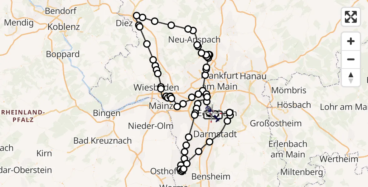 Flugroute Polizeihubschrauber Flughafen Frankfurt-Egelsbach - Flughafen Frankfurt-Egelsbach, 27 Juni 2026, 04:46