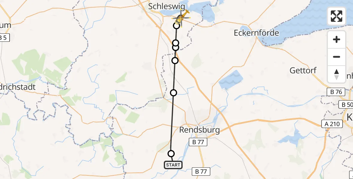 Flugroute Ambulanzhubschrauber Elsdorf-Westermühlen - Fahrdorf, 27 Juni 2026, 06:51