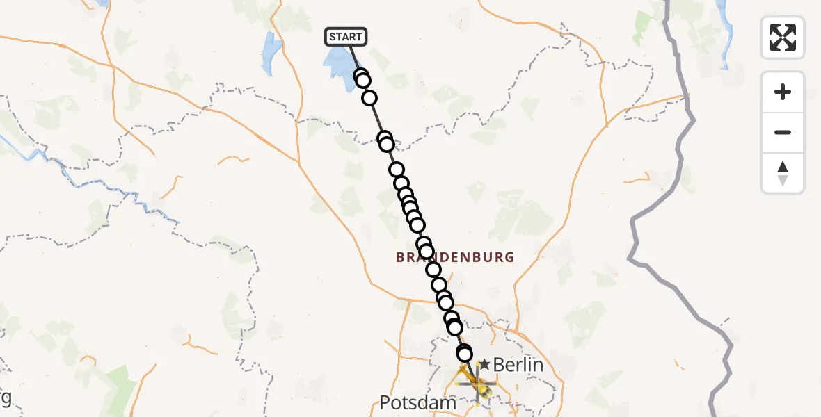 Flugroute Rettungshubschrauber Waren (Müritz) - Berlin, 27 Juni 2026, 07:00