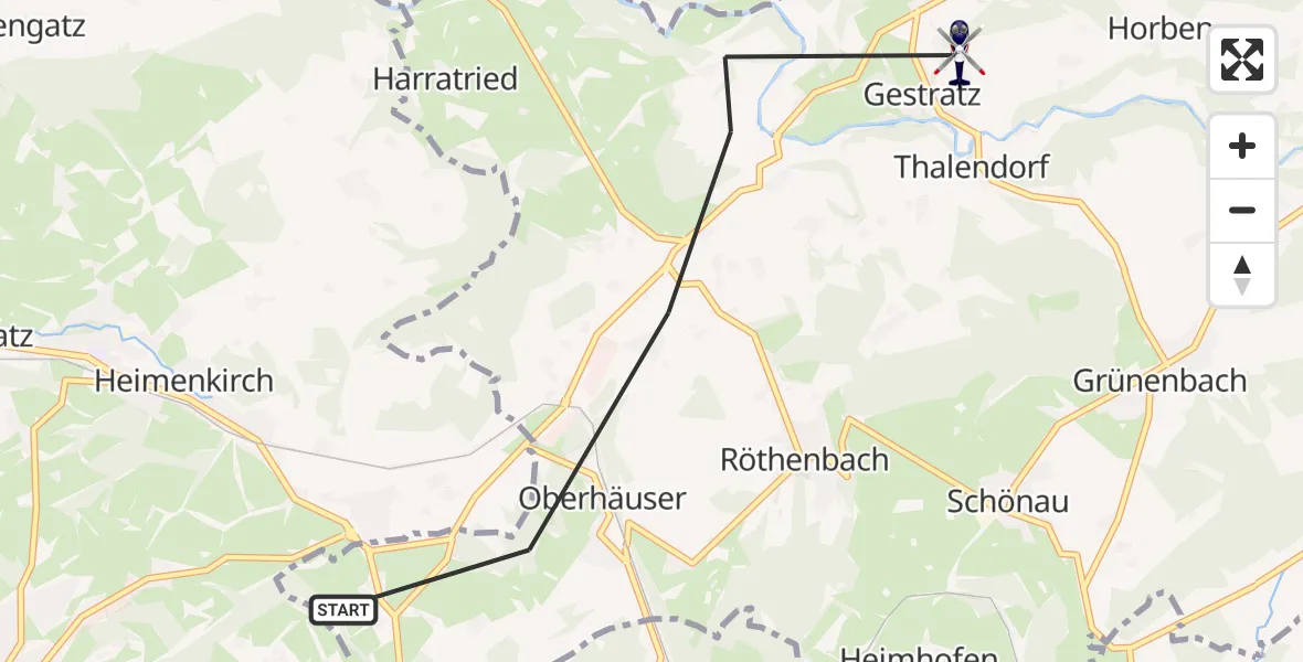 Flugroute Polizeihubschrauber Röthenbach (Allgäu) - Gestratz, 27 Juni 2026, 07:06