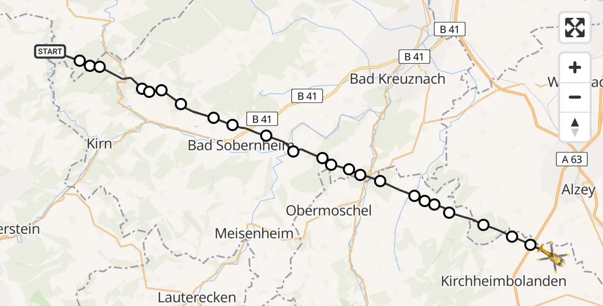 Flugroute Rettungshubschrauber Hausen - Ilbesheim, 27 Juni 2026, 07:44