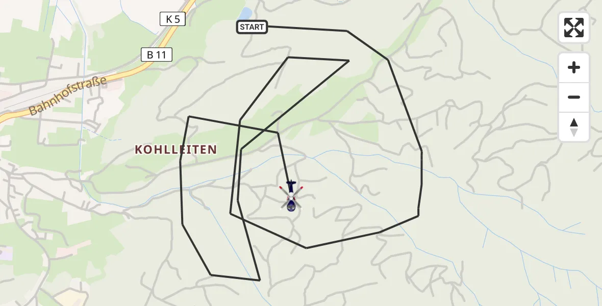 Flugroute Polizeihubschrauber Kochel a.See - Kochel a.See, 27 Juni 2026, 08:33