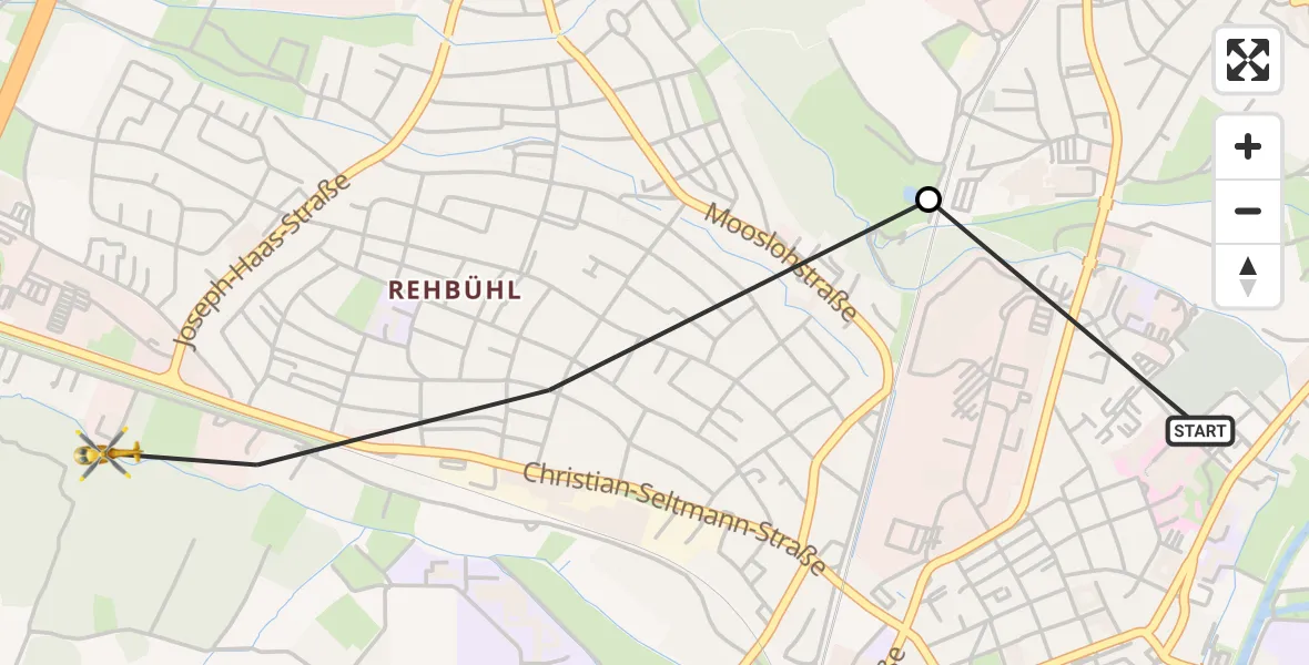 Flugroute Rettungshubschrauber Weiden Hospital - Weiden i.d.OPf., 27 Juni 2026, 08:34
