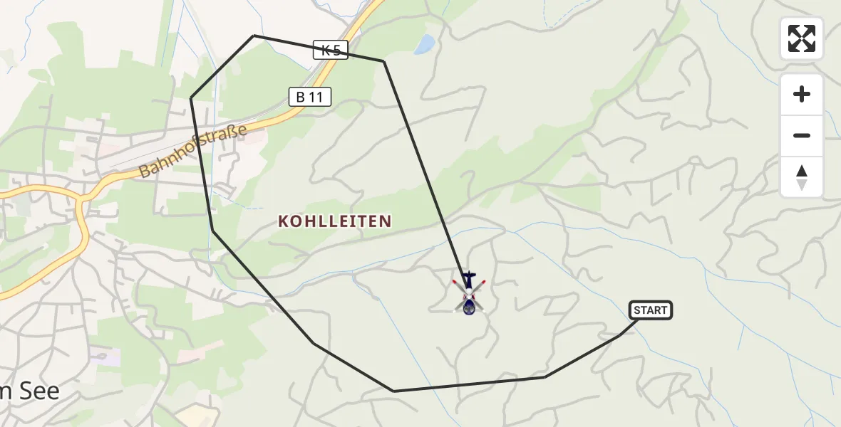 Flugroute Polizeihubschrauber Kochel a.See - Kochel a.See, 27 Juni 2026, 09:12
