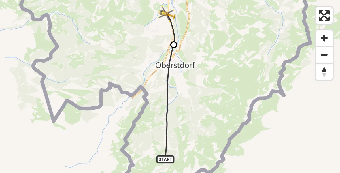 Flugroute Rettungshubschrauber Oberstdorf - Fischen i.Allgäu, 27 Juni 2026, 09:19