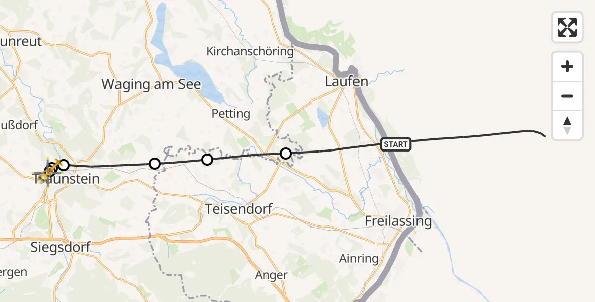 Flugroute Rettungshubschrauber Saaldorf-Surheim - Traunstein Hospital, 27 Juni 2026, 09:52
