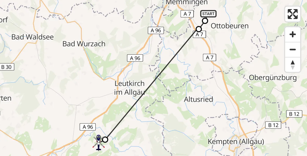 Flugroute Polizeihubschrauber Benningen - Argenbühl, 27 Juni 2026, 10:12