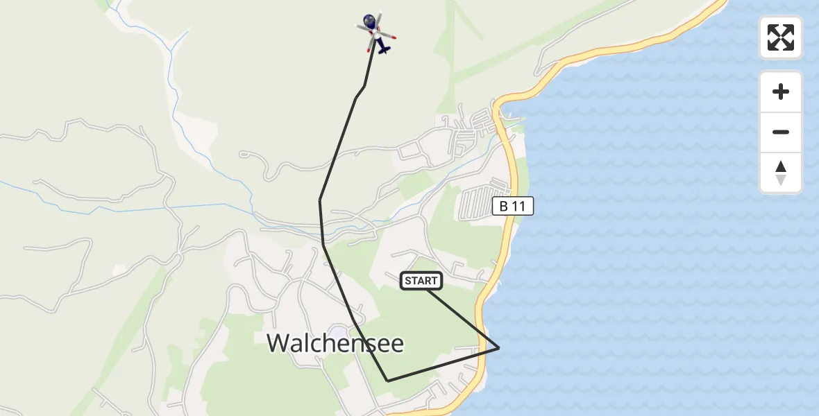 Flugroute Polizeihubschrauber Kochel a.See - Kochel a.See, 27 Juni 2026, 10:23