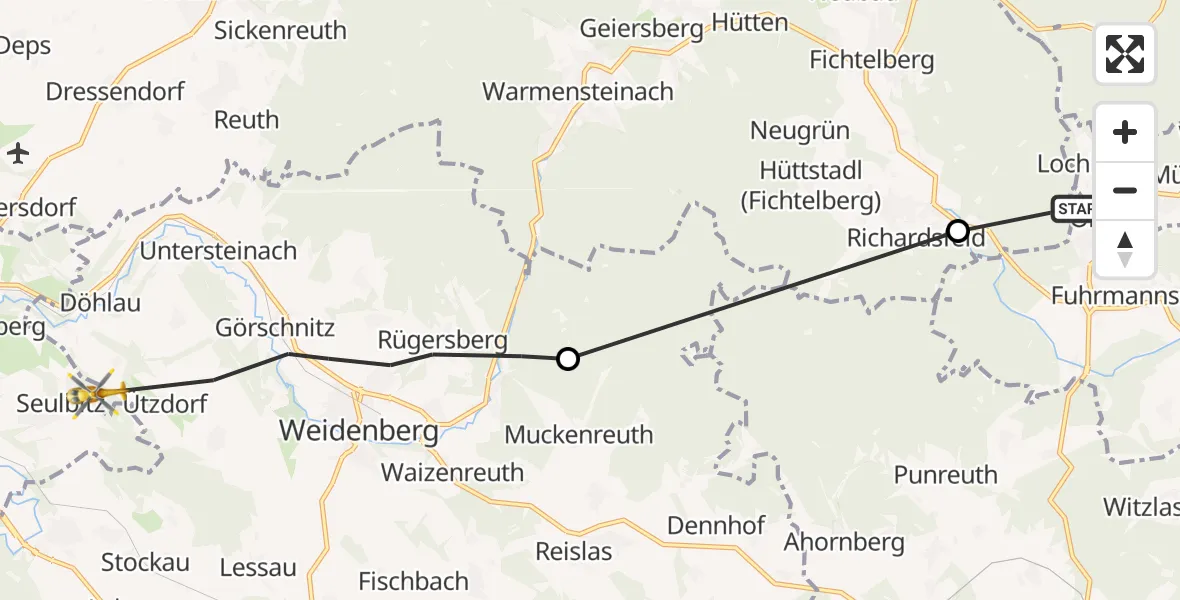 Flugroute Rettungshubschrauber Brand - Bayreuth, 27 Juni 2026, 11:32