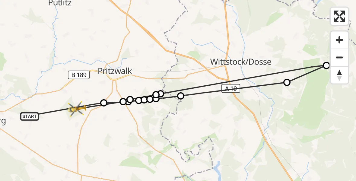 Flugroute Rettungshubschrauber Groß Pankow (Prignitz) - Groß Pankow (Prignitz), 27 Juni 2026, 12:12