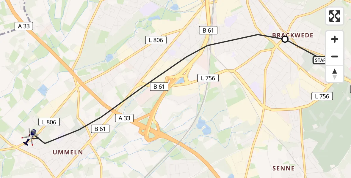 Flugroute Polizeihubschrauber Luftrettungszentrum Bielefeld - Bielefeld, 27 Juni 2026, 13:16
