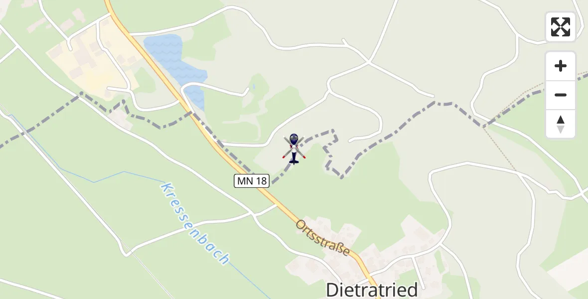 Flugroute Polizeihubschrauber Wolfertschwenden - Wolfertschwenden, 27 Juni 2026, 13:43
