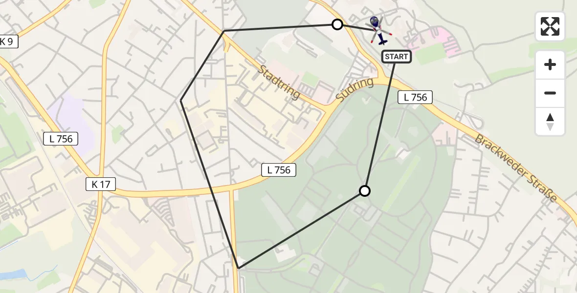 Flugroute Polizeihubschrauber Luftrettungszentrum Bielefeld - Luftrettungszentrum Bielefeld, 27 Juni 2026, 14:36