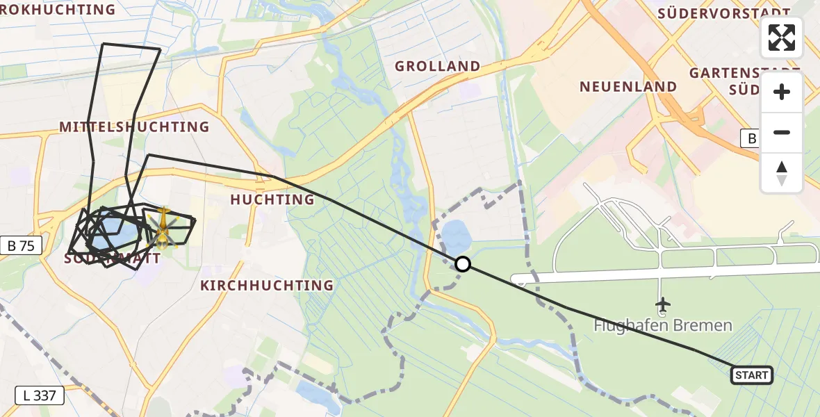 Flugroute Rettungshubschrauber Flughafen Bremen - Bremen, 27 Juni 2026, 15:52