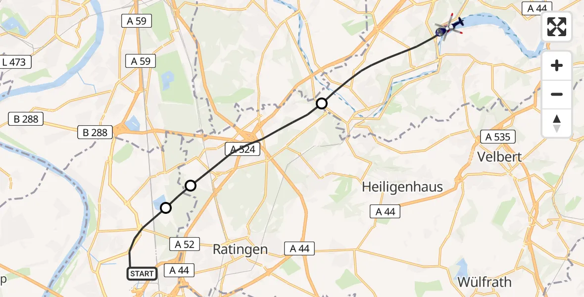 Flugroute Polizeihubschrauber Düsseldorf Flughafen - Essen, 27 Juni 2026, 15:52