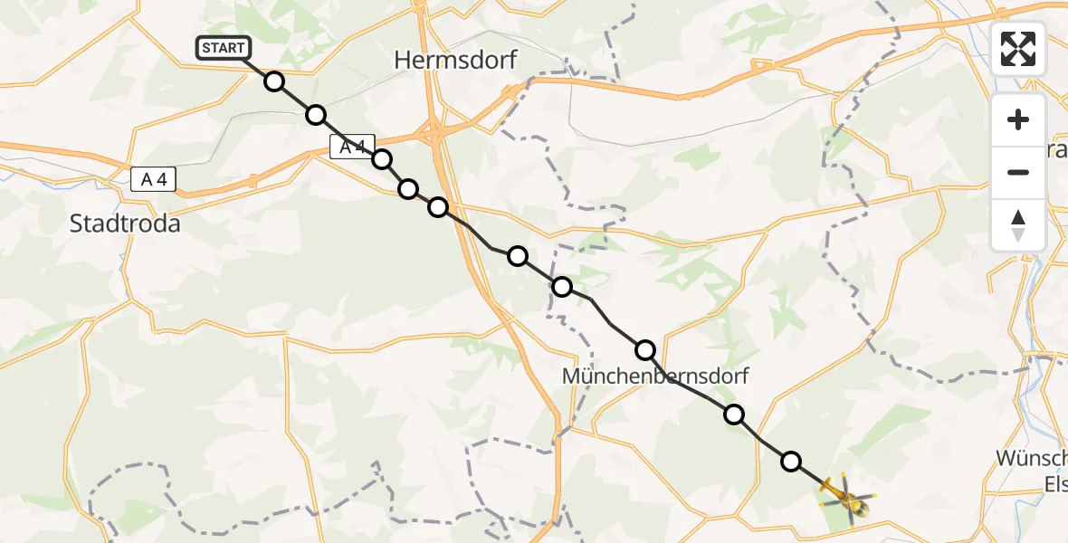 Flugroute Rettungshubschrauber Albersdorf - Harth-Pöllnitz, 27 Juni 2026, 15:57