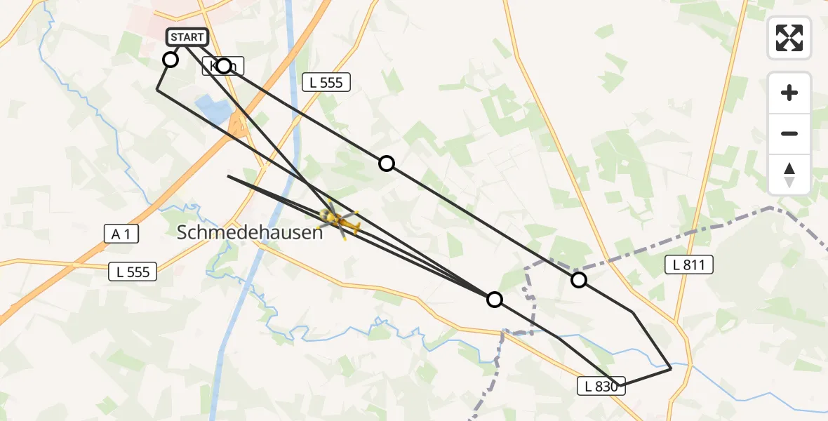 Flugroute Ambulanzhubschrauber Christoph  Westfalen-ADAC - Greven, 27 Juni 2026, 16:01