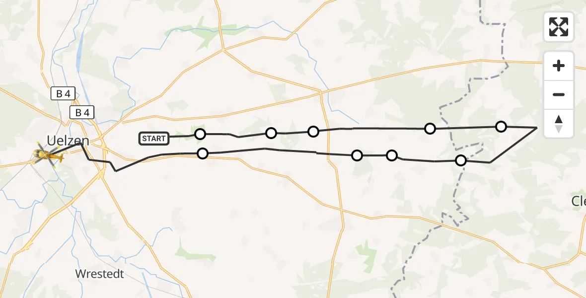 Flugroute Rettungshubschrauber Uelzen - Uelzen, 27 Juni 2026, 16:11