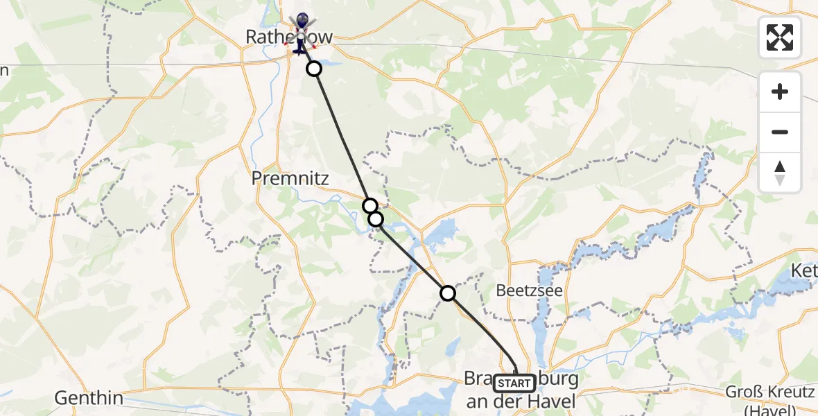 Flugroute Polizeihubschrauber Brandenburg an der Havel - Rathenow, 27 Juni 2026, 16:21