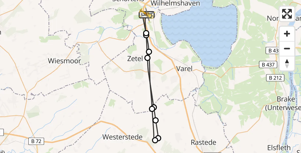 Flugroute Rettungshubschrauber Sande - Sande, 27 Juni 2026, 16:37