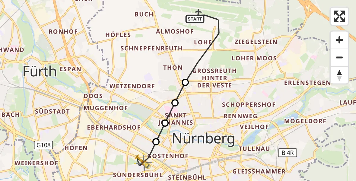 Flugroute Rettungshubschrauber Flughafen Nuremberg - Nürnberg, 27 Juni 2026, 17:33