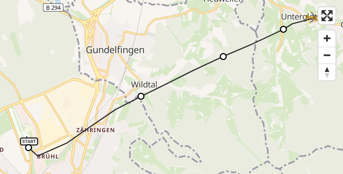 Flugroute Ambulanzhubschrauber Freiburg im Breisgau Flugplatz - Glottertal, 27 Juni 2026, 17:41