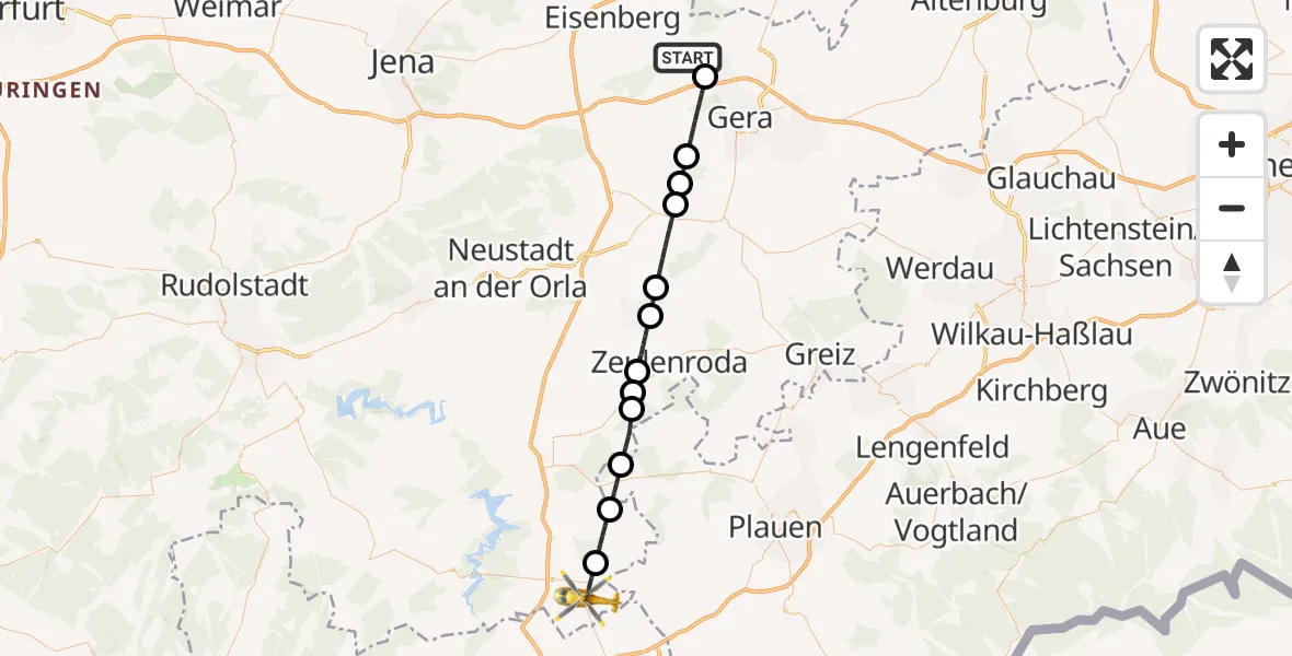 Flugroute Rettungshubschrauber Bad Köstritz - Gefell, 27 Juni 2026, 17:42