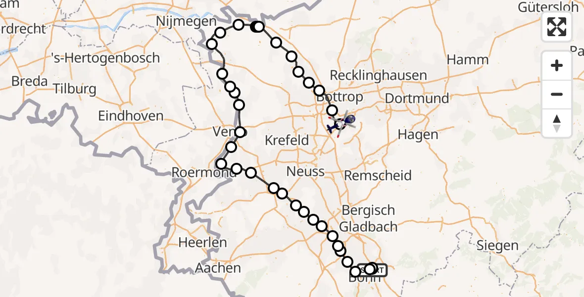 Flugroute Polizeihubschrauber Sankt Augustin - Essen-Mülheim Flughafen, 27 Juni 2026, 17:42