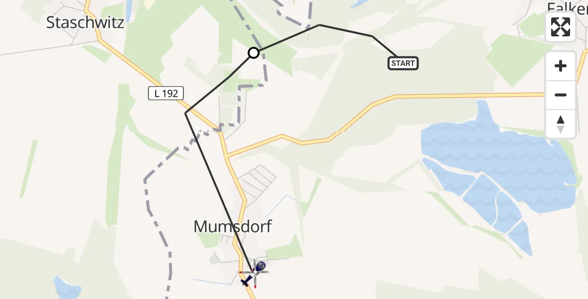 Flugroute Polizeihubschrauber Meuselwitz - Meuselwitz, 27 Juni 2026, 18:01