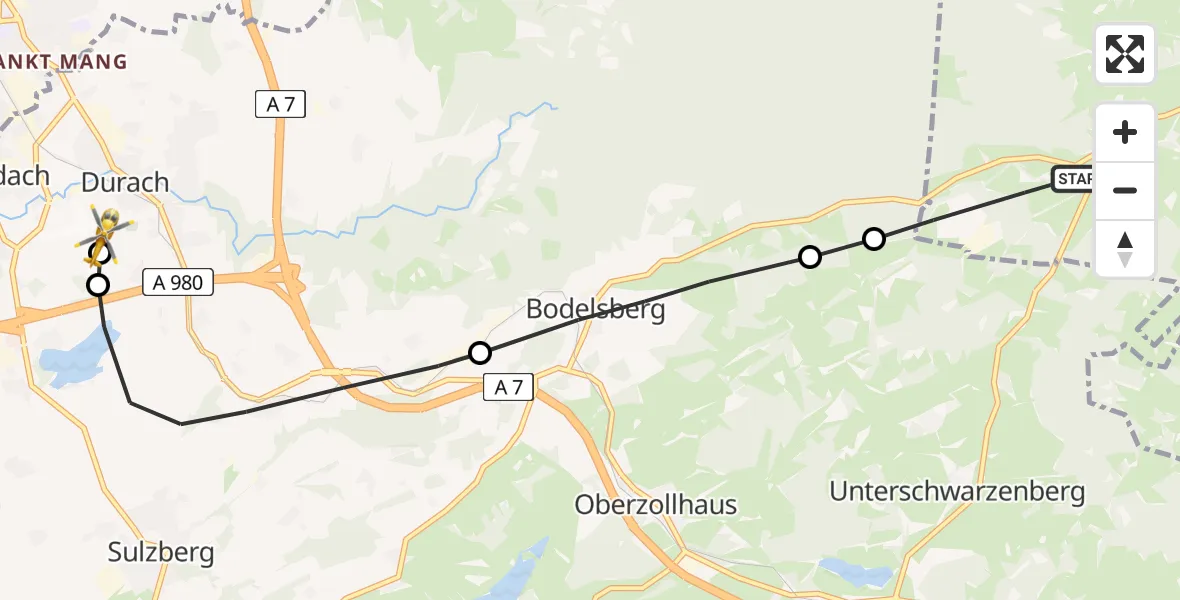 Flugroute Rettungshubschrauber Görisried - Kempten-Durach Flugplatz, 27 Juni 2026, 18:13
