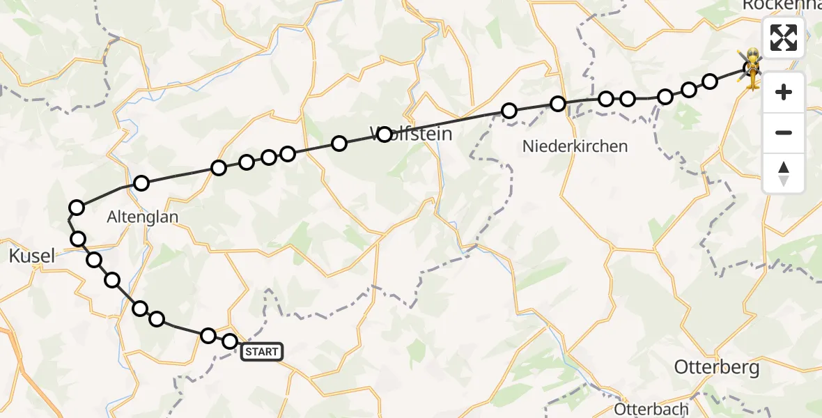 Flugroute Rettungshubschrauber Reichenbach-Steegen - Imsweiler UL, 27 Juni 2026, 18:40
