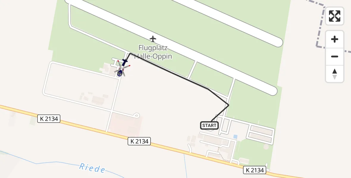 Flugroute Polizeihubschrauber Halle-Oppin Flugplatz - Halle-Oppin Flugplatz, 27 Juni 2026, 23:59