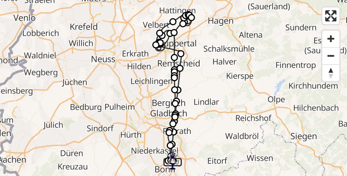 Flugroute Polizeihubschrauber Sankt Augustin - Sankt Augustin, 28 Juni 2026, 02:57