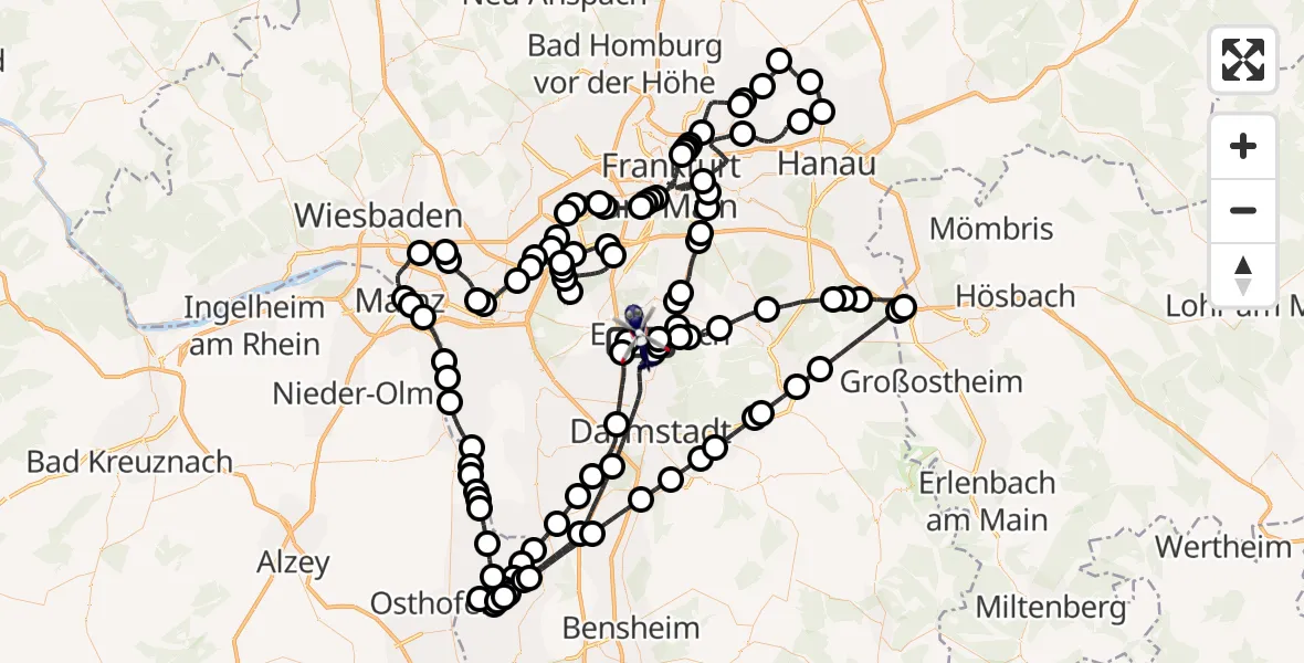 Flugroute Polizeihubschrauber Flughafen Frankfurt-Egelsbach - Flughafen Frankfurt-Egelsbach, 28 Juni 2026, 06:32