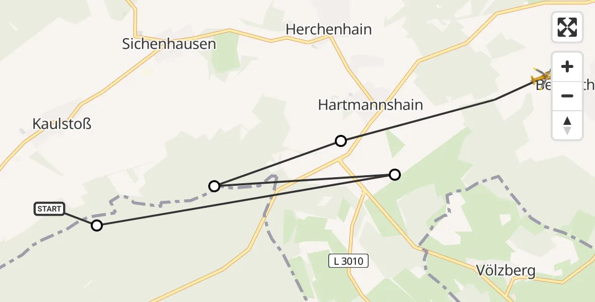 Flugroute Rettungshubschrauber Schotten - Grebenhain, 28 Juni 2026, 09:16